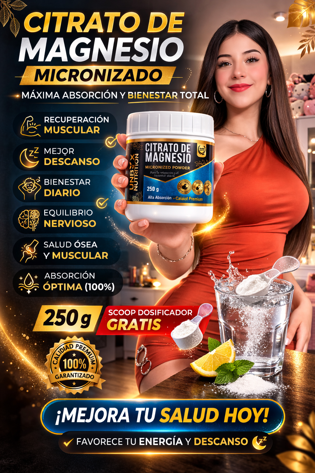 SUPLEMENTO CITRATO DE MAGNESIO MICRONIZADO DE 250G