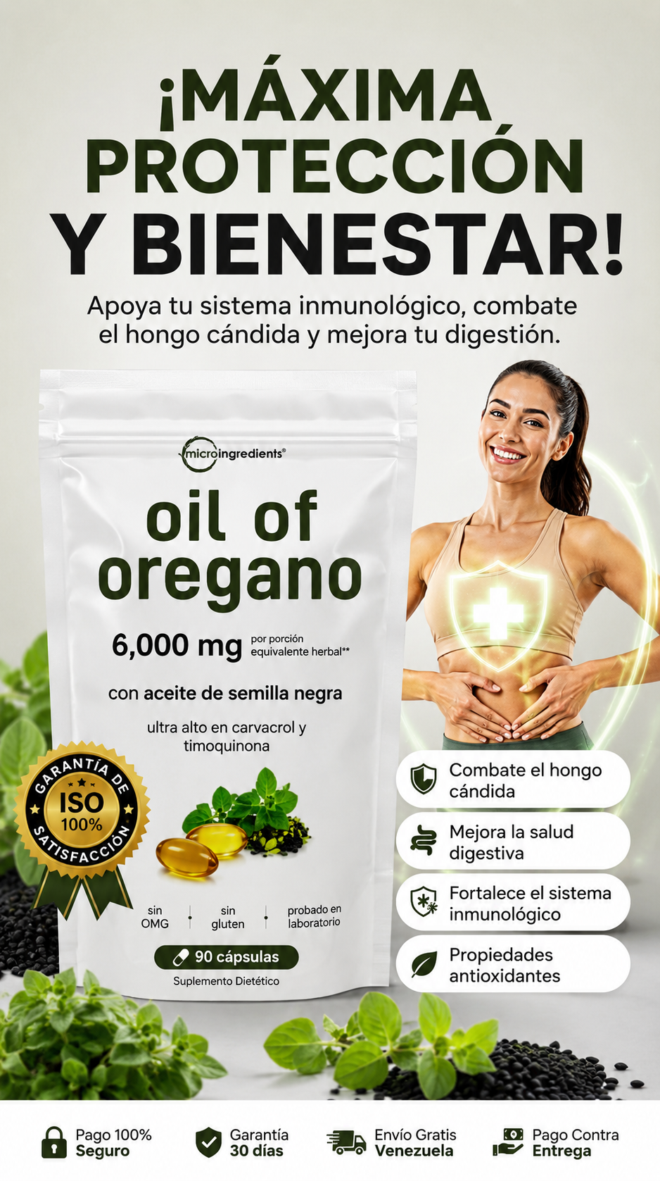 Aceite de Orégano 6000mg Con semilla negra (90cap)